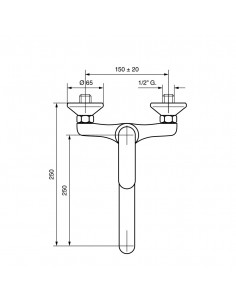 MISCELATORE LAVELLO A PARETE BOCCA GIREVOLE EMMEVI 2