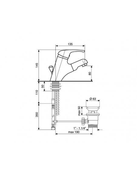 MISCELATORE LAVABO AMBRA C/DOCCETTA ESTRAIBILE CROMO