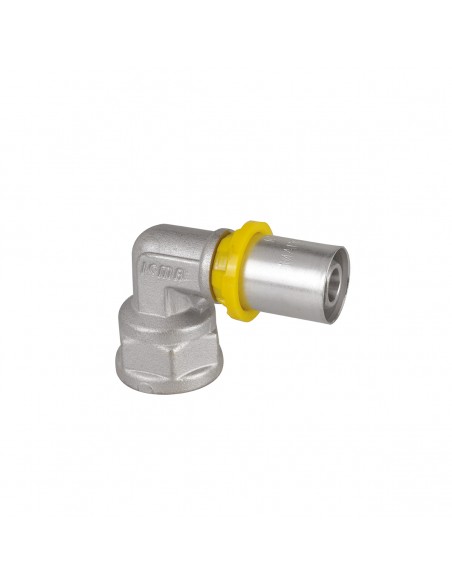GOMITO 20X3/4 F X TUBO MULTIST. Ø 20 GIALLO PER GAS