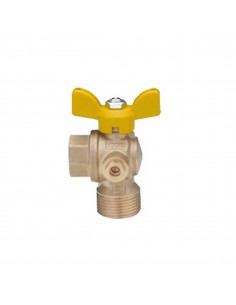VALVOLA A SFERA Ø 1"X3/4 A SQUADRA C/PRESA PRESS + CHIAVE E GIRELLO X GAS